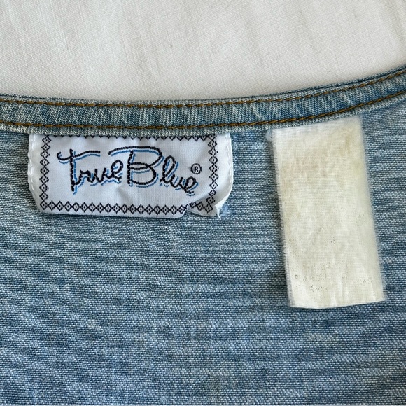 Vintage 90s True Blue Denim Blue Jean Cottagecore Prairie Dress - Picture 6 of 14